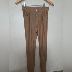 Gold Faux Rhinestone Button Women's Leggings Size Small